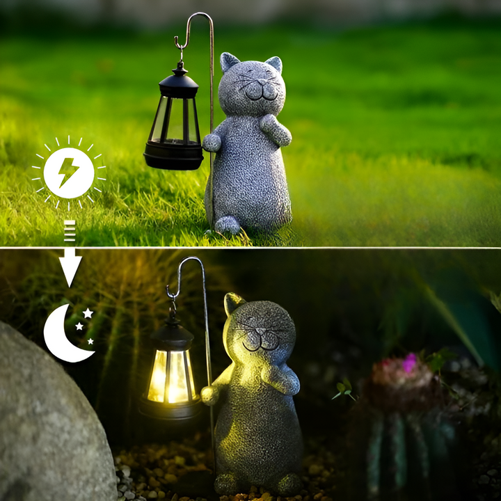 BowLift | Gleaming Kitty Solar Statue | Energy-efficient Garden Lighting
