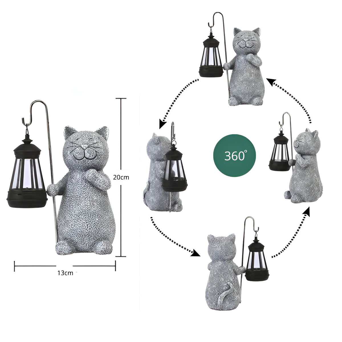 BowLift | Gleaming Kitty Solar Statue | Energy-efficient Garden Lighting