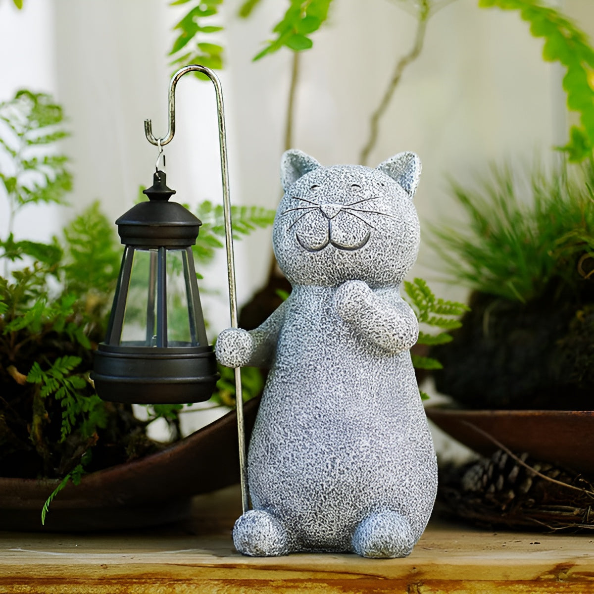 BowLift | Gleaming Kitty Solar Statue | Energy-efficient Garden Lighting