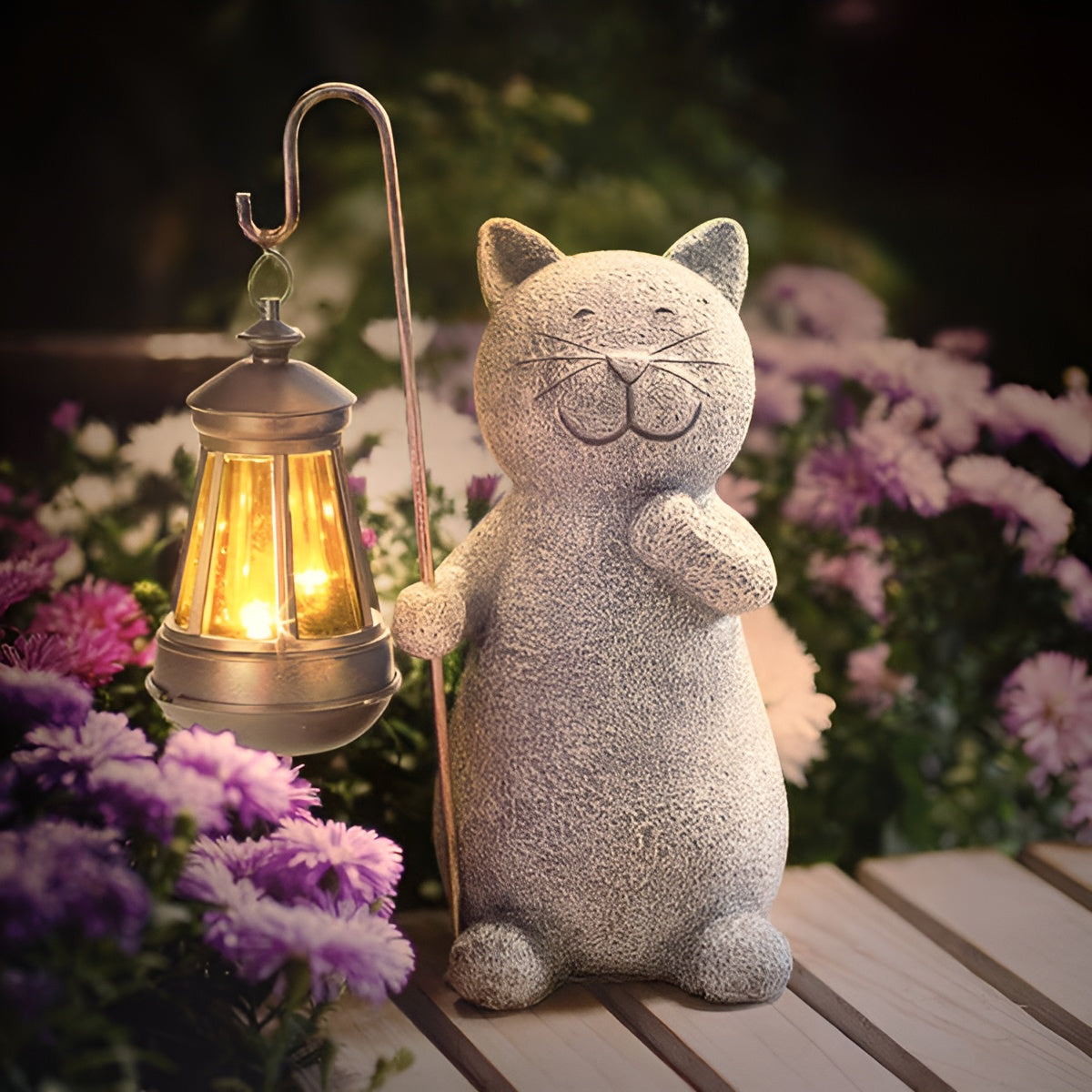 BowLift | Gleaming Kitty Solar Statue | Energy-efficient Garden Lighting