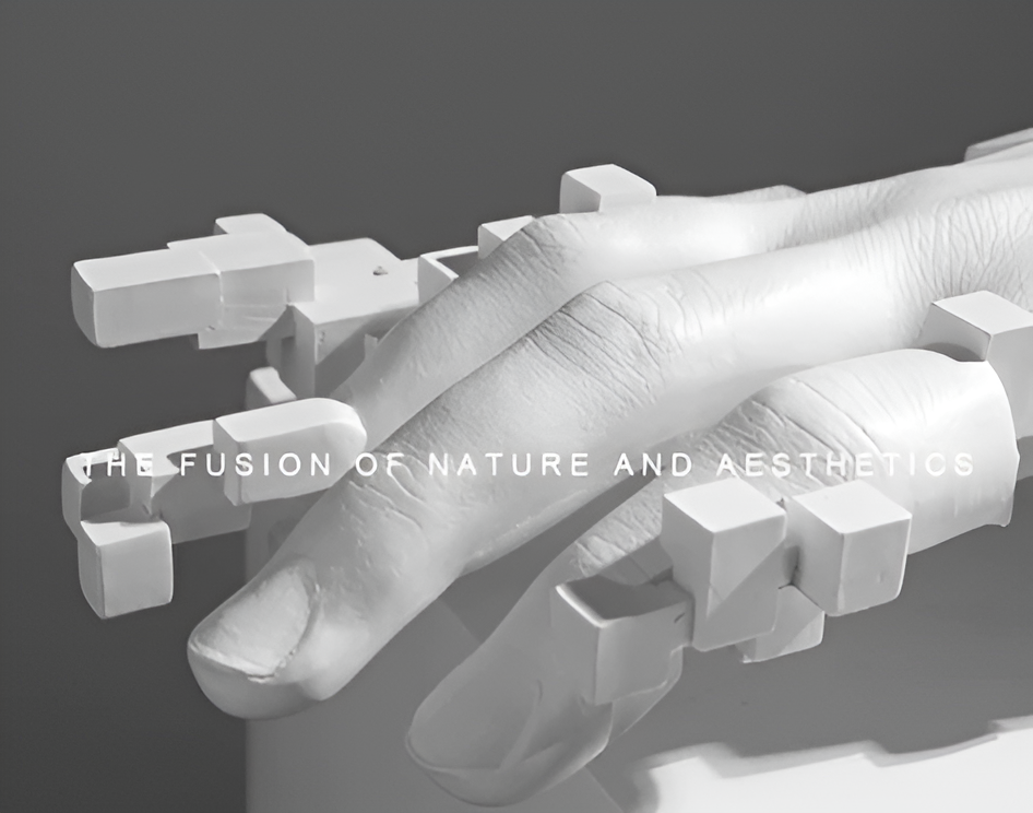 BowLift | Abstract Resin Hand Sculpture with Mosaic Design