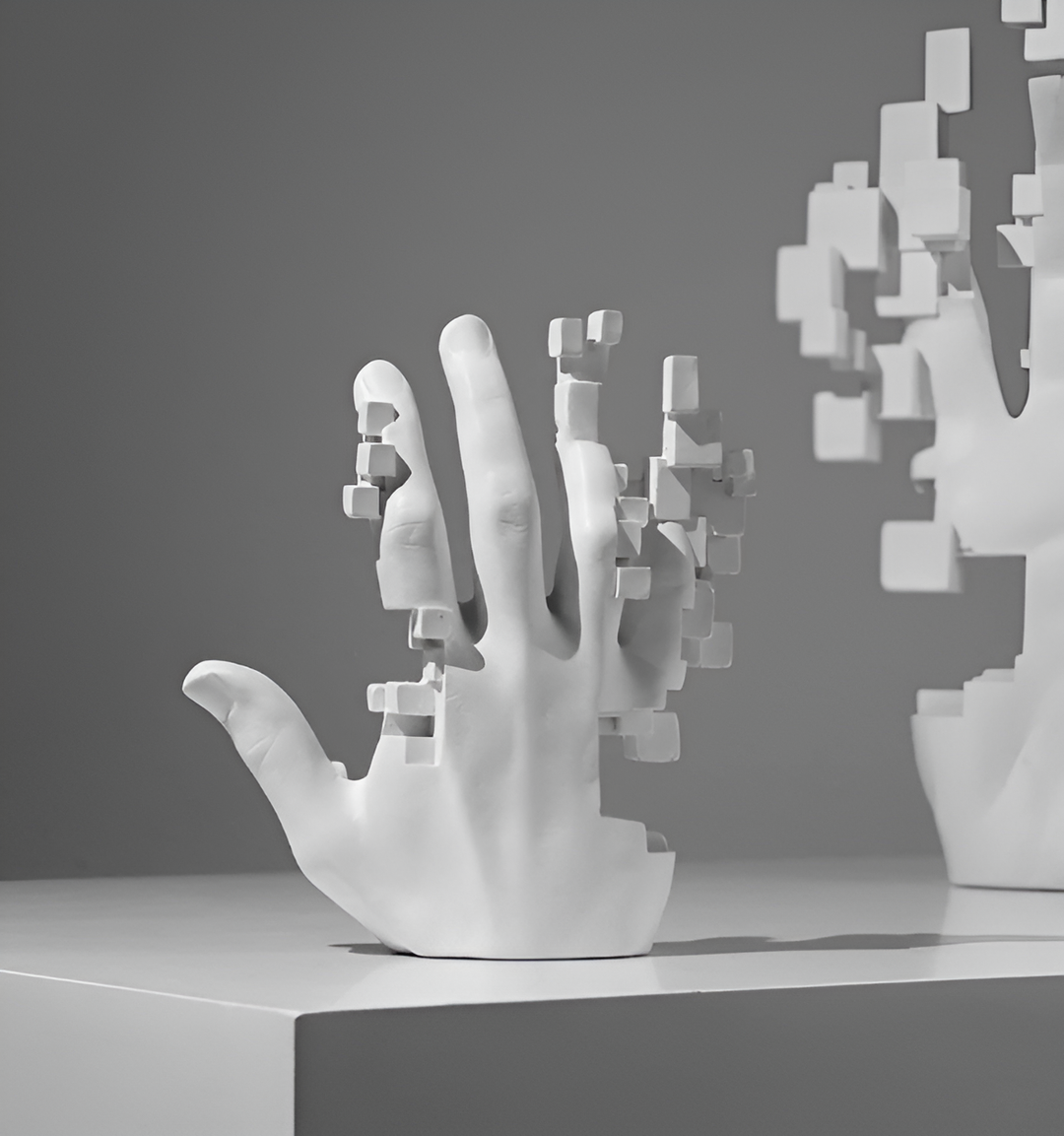 BowLift | Abstract Resin Hand Sculpture with Mosaic Design