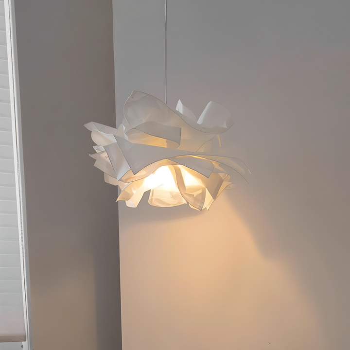 ShadeGlow Adjustable Pendant Light with Sculpted Paper Shade Design Bowlift