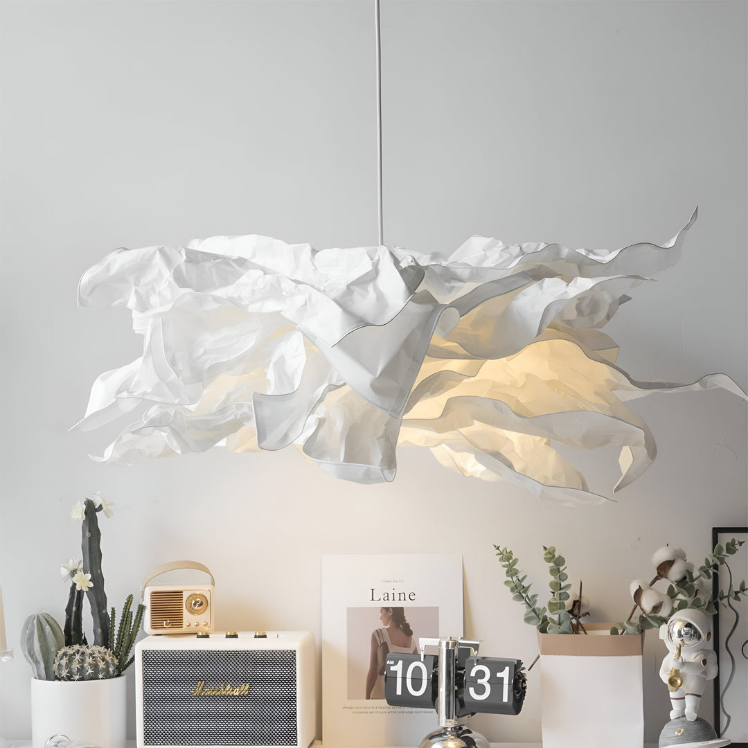 ShadeGlow Adjustable Pendant Light with Sculpted Paper Shade Design Bowlift
