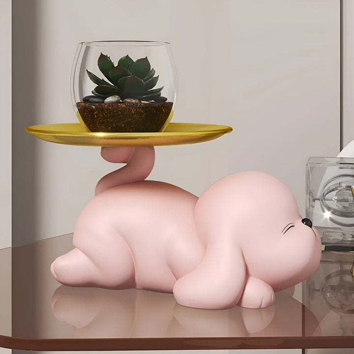 Decorative dog bowl holder with tray Bowlift