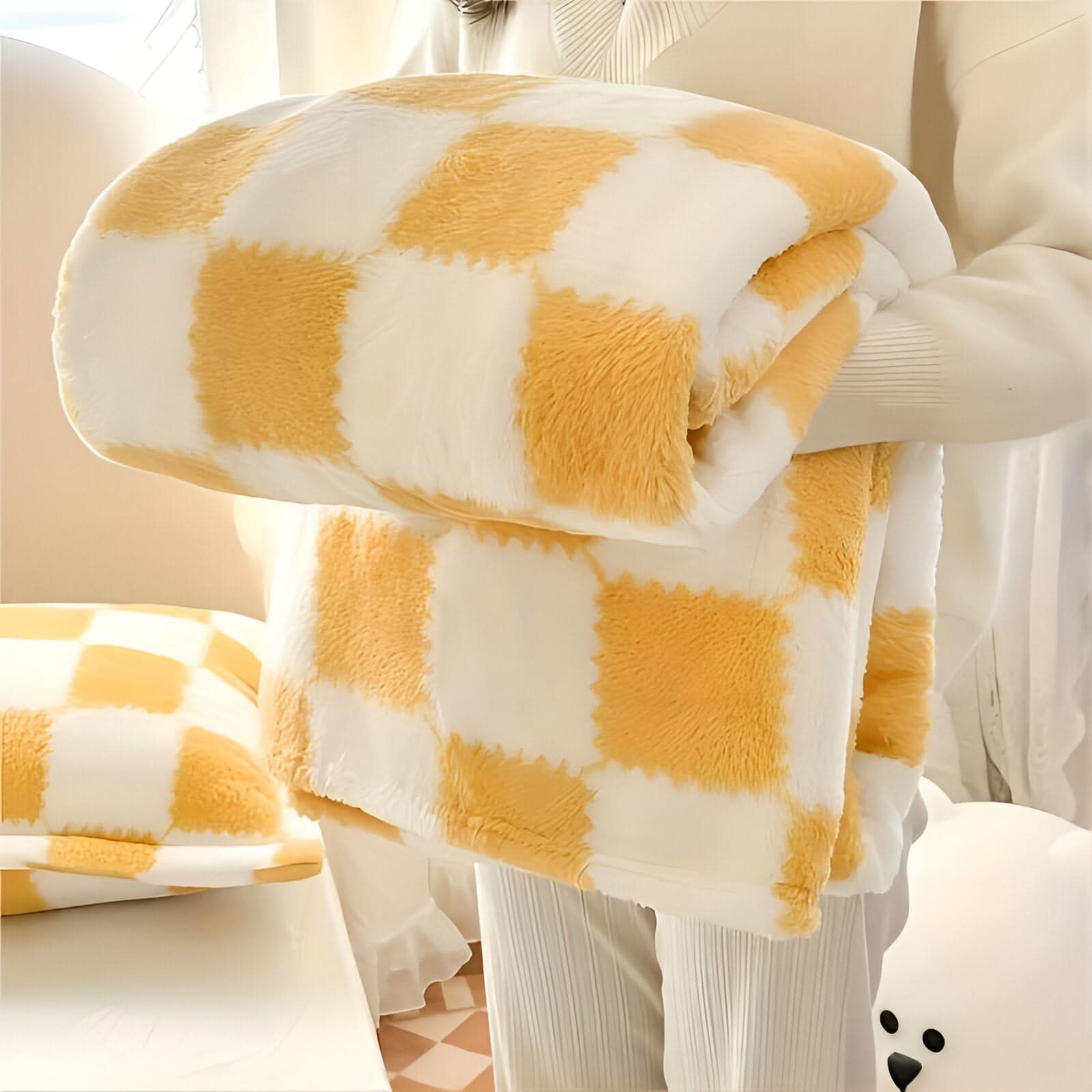 BowLift | SNUGSPOT – Colorful Checkered Fleece Blanket