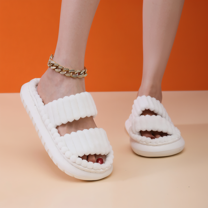 BowLift | Sofie - Plush Lined Slippers with Cross Band