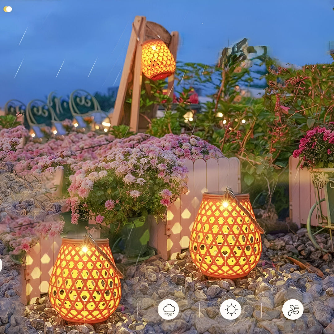 BowLift | Solar Garden Lamp with Braided Bamboo Look