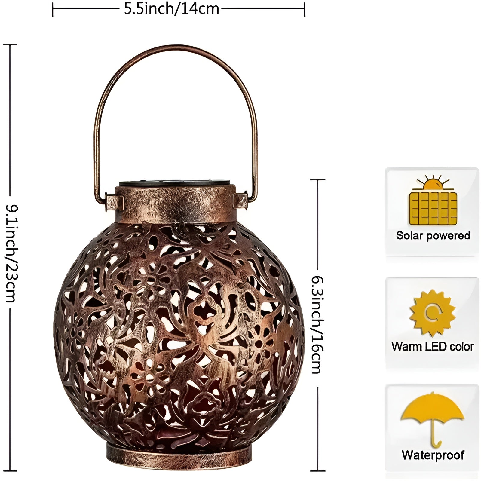 BowLift | SolarGlow - Vintage Solar-powered Outdoor Light - Waterproof Outdoor Light