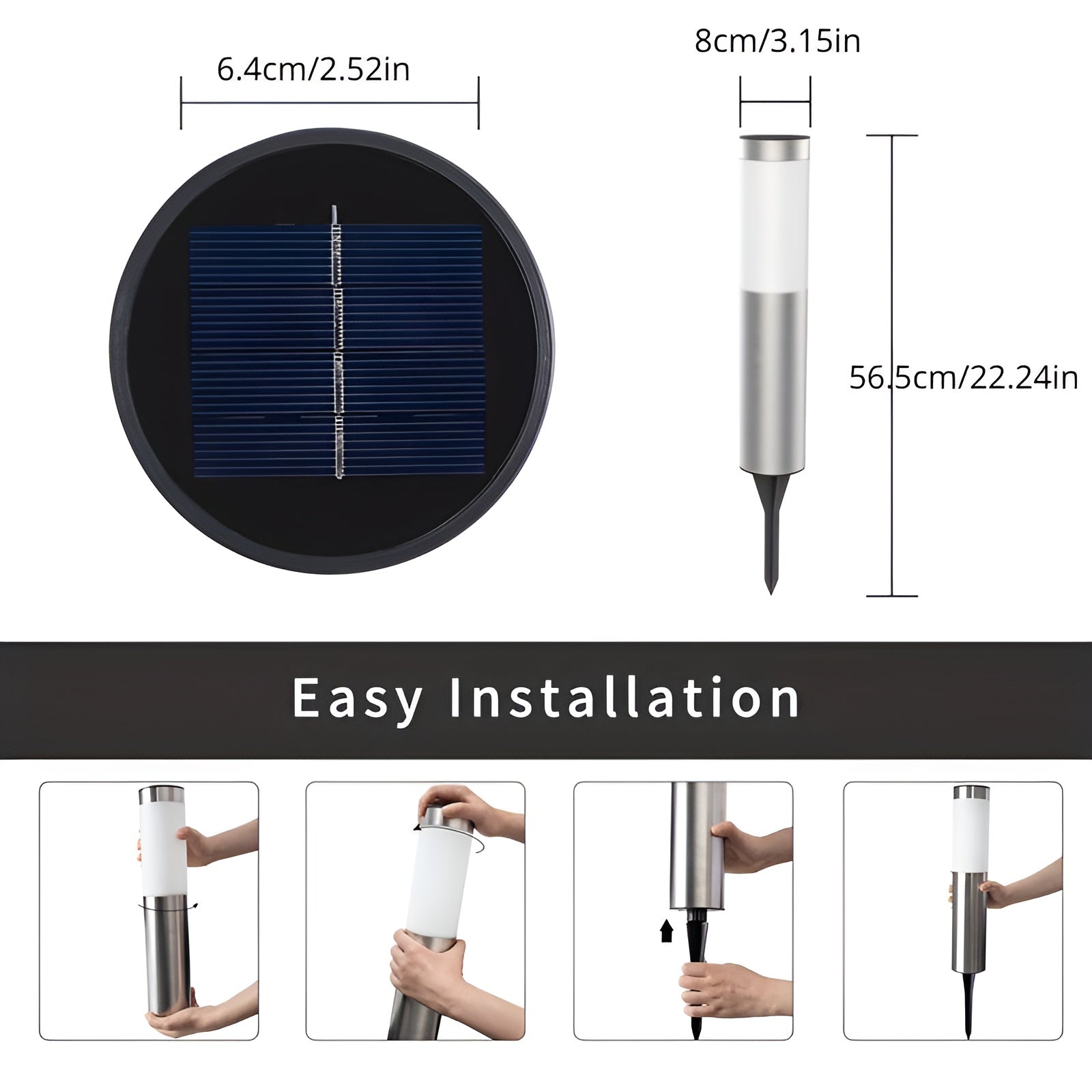 BowLift | SolarShimmer - Stainless Steel Solar Post Lights Outdoor Lamp