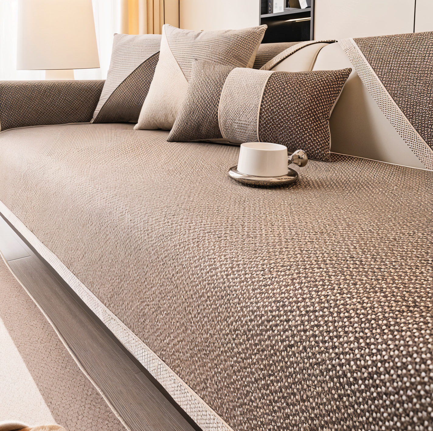 BowLift | Solid Satin Sofa Cover – Non‑Slip Cotton & Polyester Protector