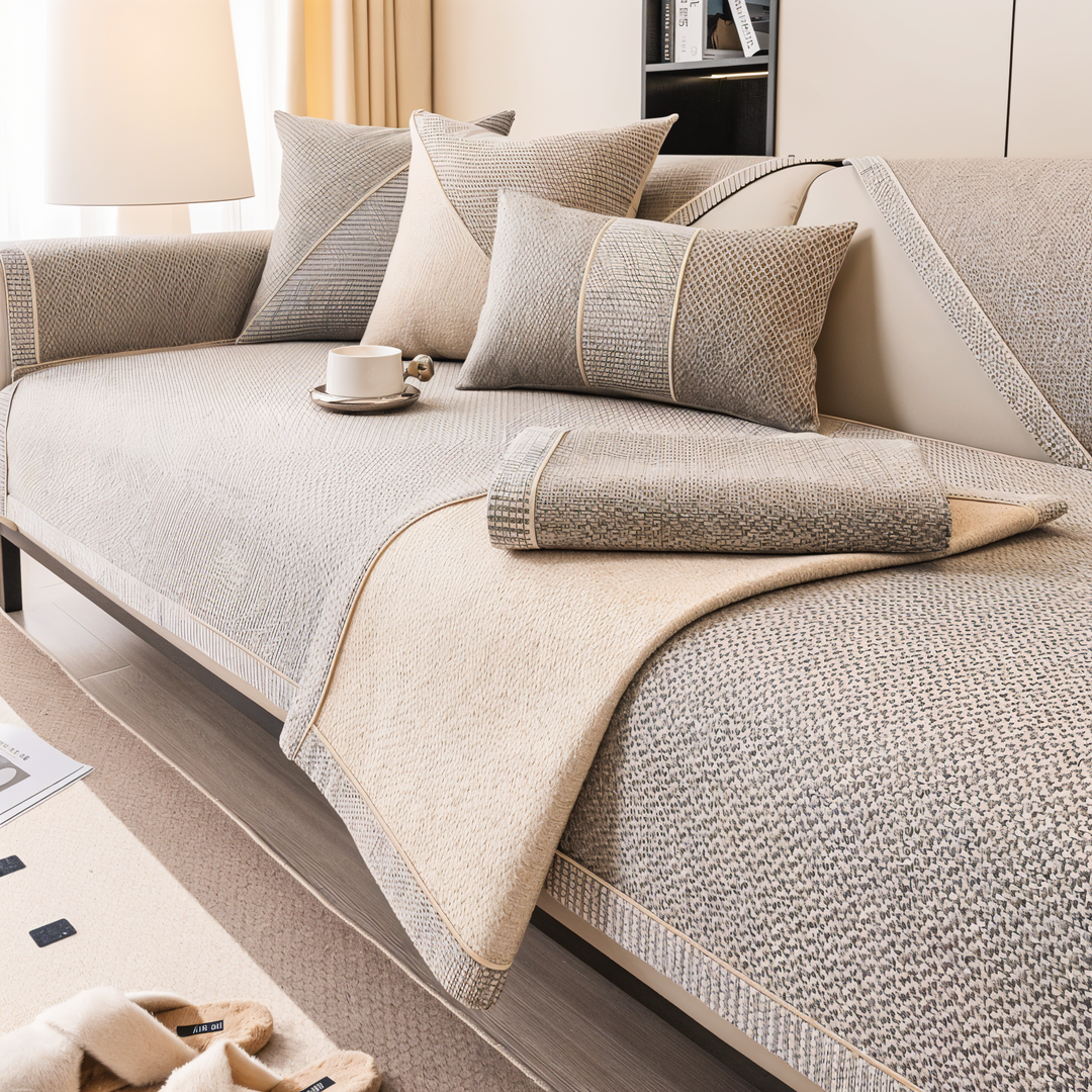 BowLift | Solid Satin Sofa Cover – Non‑Slip Cotton & Polyester Protector