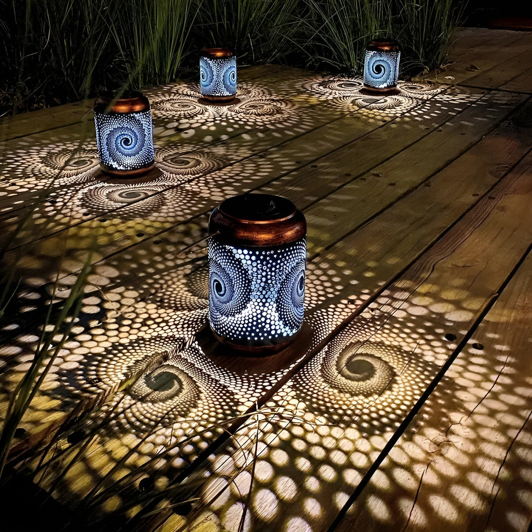 BowLift | LioraSpira projection lamp Solar garden lamp with spiral projection | Artistic design | Weatherproof | 28x19x13 cm