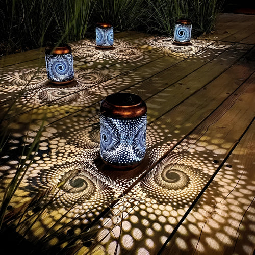 BowLift | LioraSpira projection lamp Solar garden lamp with spiral projection | Artistic design | Weatherproof | 28x19x13 cm