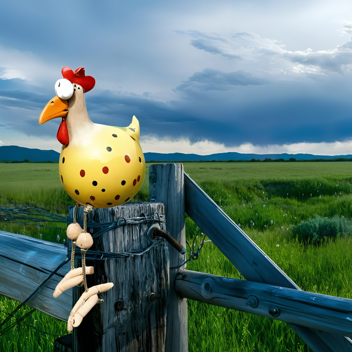 BowLift | Whimsy Big-Eyed Rooster Garden Statue – Weatherproof Resin Chicken Ornament