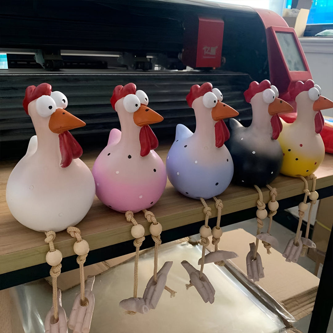 BowLift | Large Eyes Chicken Statue - Weatherproof Resin Craft - Rooster Garden Statue