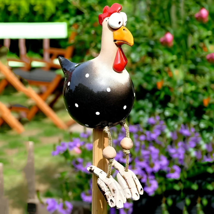 BowLift | Whimsy Big-Eyed Rooster Garden Statue – Weatherproof Resin Chicken Ornament