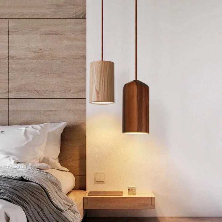 Scandinavian Wooden Pendant Lamp – Minimalist Design for Living Room and Bedroom | Natural Wood Look | Bowlift