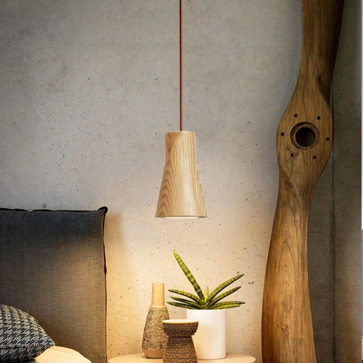 Scandinavian Wooden Pendant Lamp – Minimalist Design for Living Room and Bedroom | Natural Wood Look | Bowlift