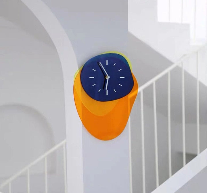 BowLift | HueTime | Wall Clock Modern Neon Blue 25x35 cm Acrylic