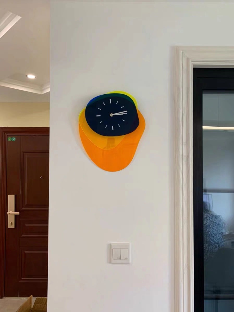 BowLift | HueTime | Wall Clock Modern Neon Blue 25x35 cm Acrylic