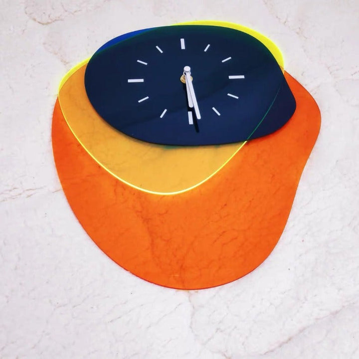BowLift | HueTime | Wall Clock Modern Neon Blue 25x35 cm Acrylic