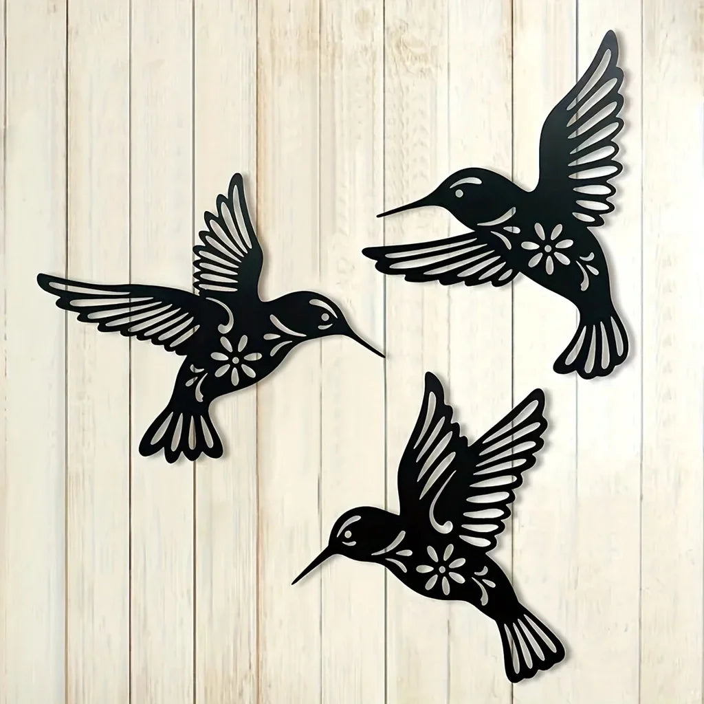 Hummingbird Metal Wall Art 3D Sculptured Iron Craft Wall Decoration For Living Room Dining Room Garden Creative Nordic Home Decor | Bowlift