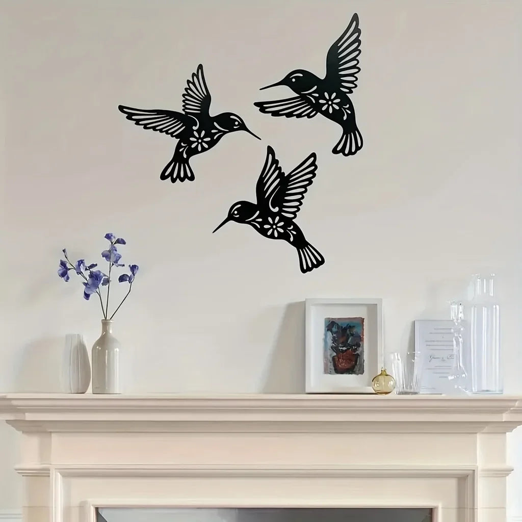 Hummingbird Metal Wall Art 3D Sculptured Iron Craft Wall Decoration For Living Room Dining Room Garden Creative Nordic Home Decor | Bowlift