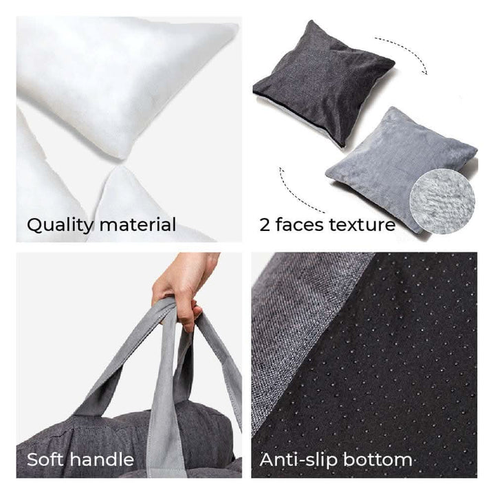 BowLift | Dog seat bed with safety belt & non-slip base for car & home