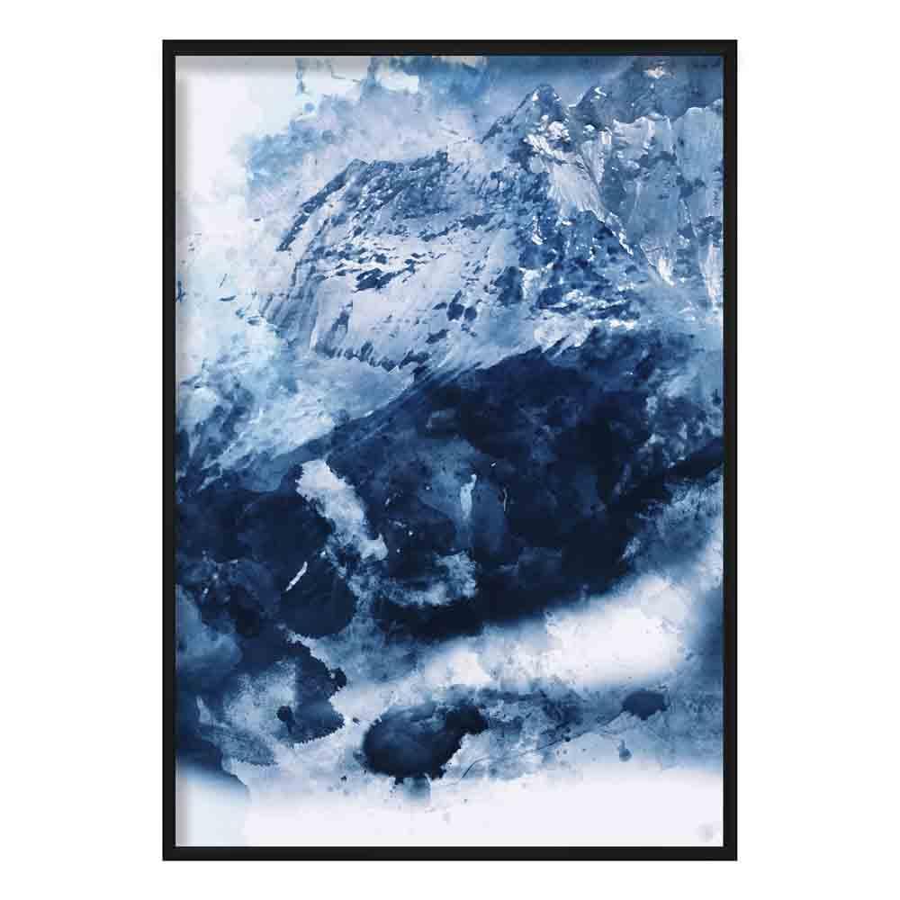 Blue Abstract Mountain Watercolor Art Print No. 3 | Bowlift