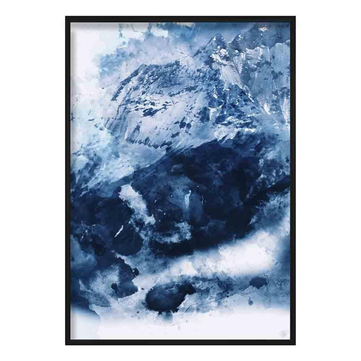 Blue Abstract Mountain Watercolor Art Print No. 3 | Bowlift