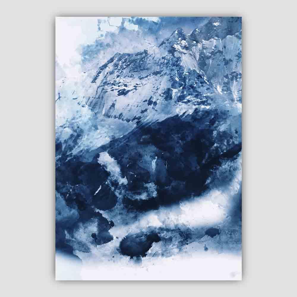 Blue Abstract Mountain Watercolor Art Print No. 3 | Bowlift