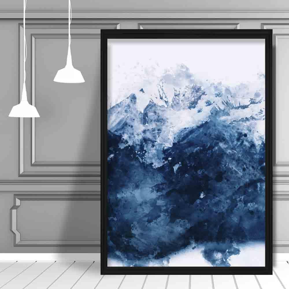 Blue Abstract Mountain Watercolor Art Print No. 2 | Bowlift