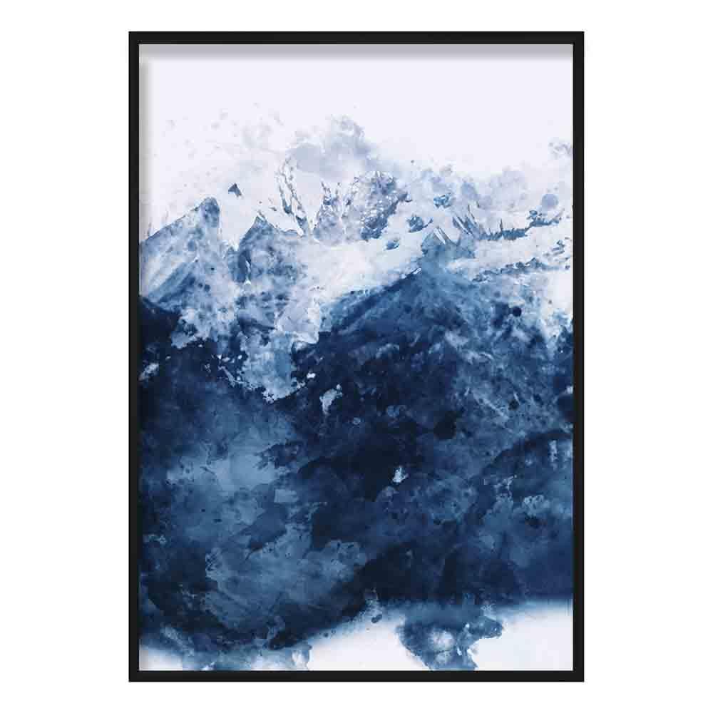Blue Abstract Mountain Watercolor Art Print No. 2 | Bowlift
