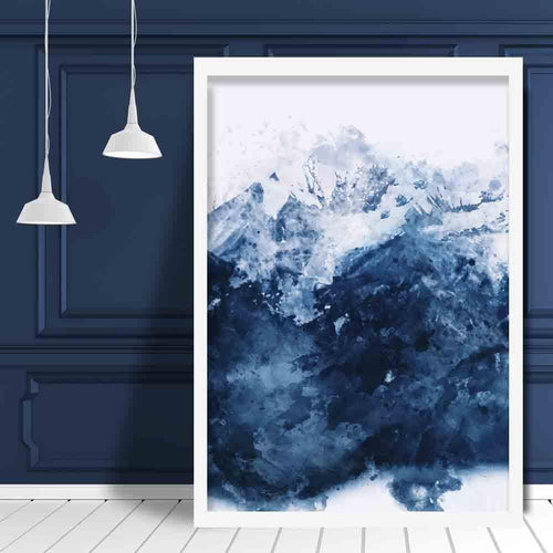 Blue Abstract Mountain Watercolor Art Print No. 2 | Bowlift