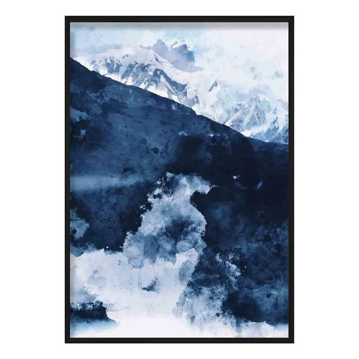 Blue abstract mountain watercolor art prints No. 1 | Bowlift