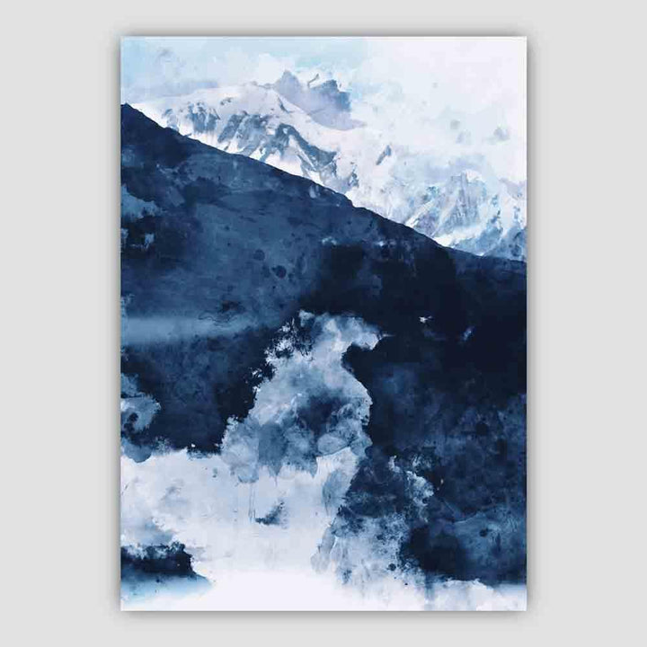 Blue abstract mountain watercolor art prints No. 1 | Bowlift