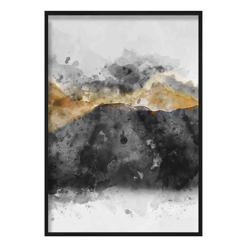 Black and Yellow Watercolor Mountains Art Print No. 3 | Bowlift