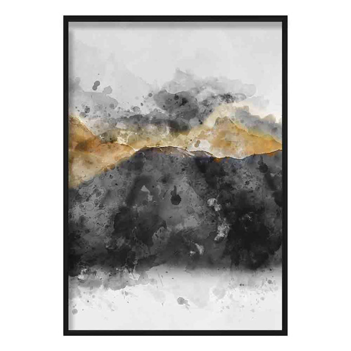 Black and Yellow Watercolor Mountains Art Print No. 3 | Bowlift