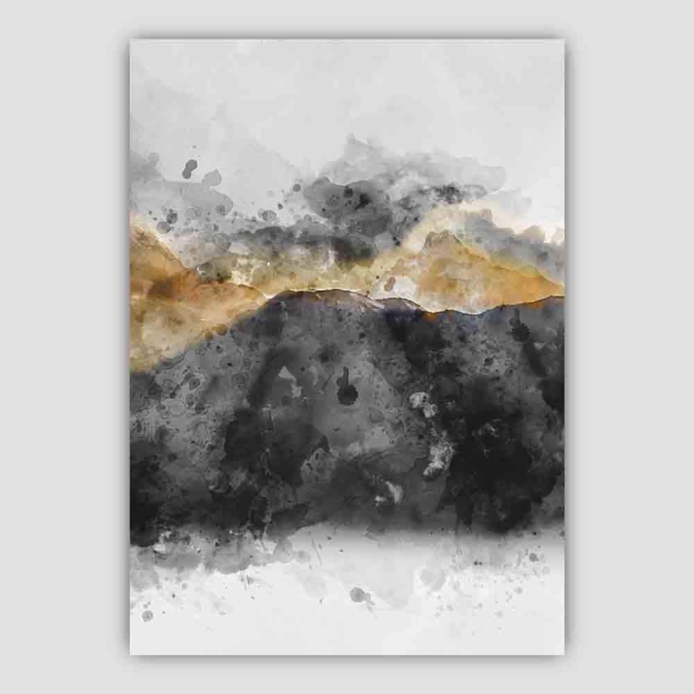 Black and Yellow Watercolor Mountains Art Print No. 3 | Bowlift