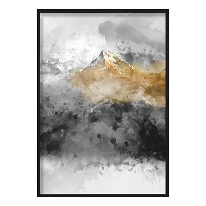 Black and Yellow Watercolor Mountains Art Print No. 2 | Bowlift
