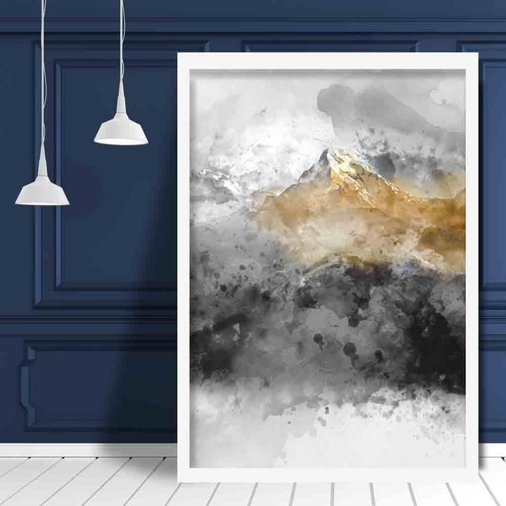 Black and Yellow Watercolor Mountains Art Print No. 2 | Bowlift