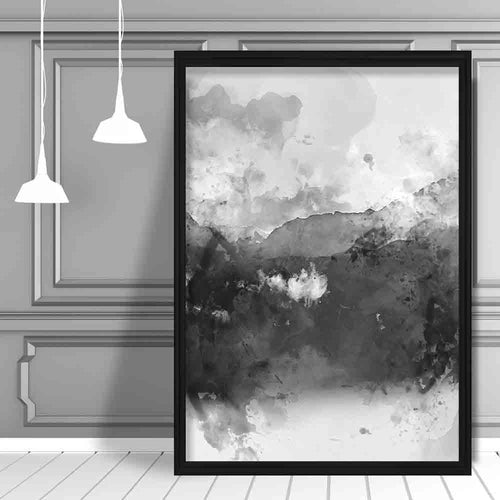 Black and Yellow Watercolor Mountains Art Print No. 1 | Bowlift