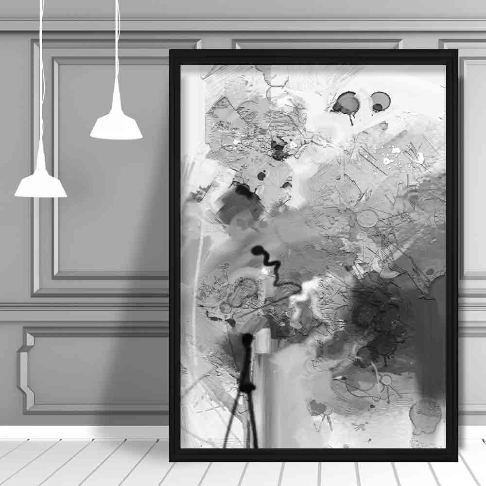 Abstract Textured Black and Gray Painting No. 3 Print | Bowlift