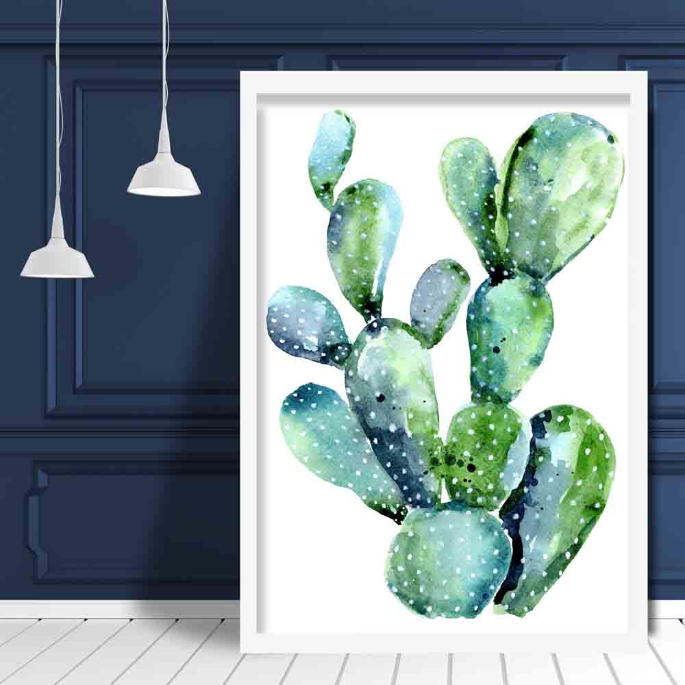Cactus Blue Green Watercolor Print | Bowlift