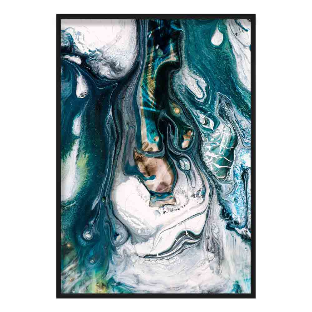 Abstract Liquid Color Teal Painting Art Print | Bowlift