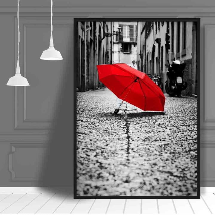 Black & White Paris with red umbrella photo print | Bowlift