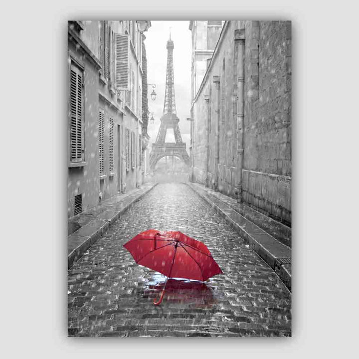 Black & White Paris Eiffel Tower with Red Umbrella Photo Print | Bowlift