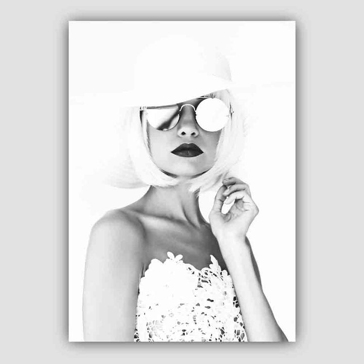 Black & White Fashion Photo Woman Sunglasses Print | Bowlift
