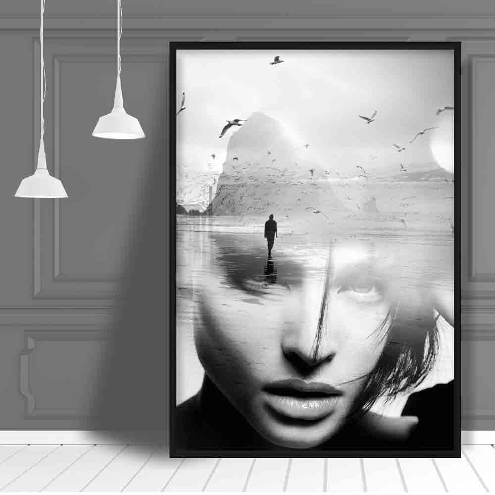 Black & White Abstract Photo Woman Sea Print | Bowlift